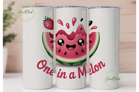 Kawaii Watermelon 20oz Tumbler Wrap Sublimation PixelChick 