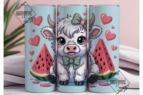 Kawaii Watermelon Cow 20oz Tumbler Wrap Sublimation sassyprint 