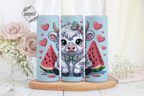 Kawaii Watermelon Cow 20oz Tumbler Wrap Sublimation sassyprint 