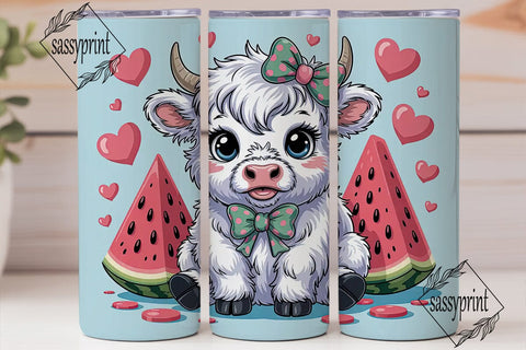 Kawaii Watermelon Cow 20oz Tumbler Wrap Sublimation sassyprint 
