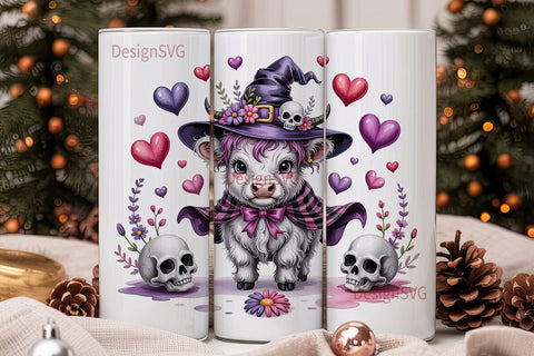 Kawaii Witch Cow 20oz Tumbler Wrap Sublimation DesignSVG 