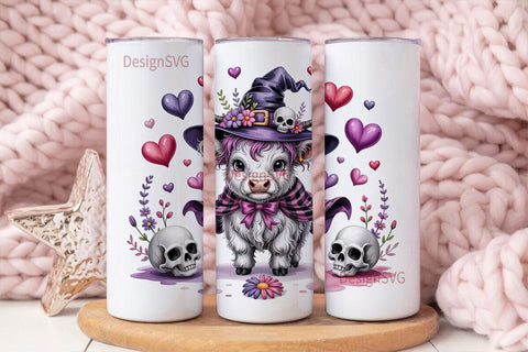 Kawaii Witch Cow 20oz Tumbler Wrap Sublimation DesignSVG 