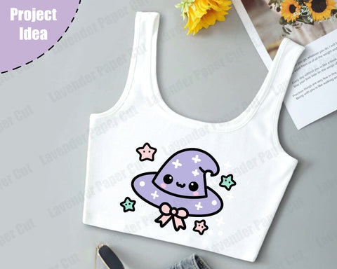 Kawaii Witch Hat Layered SVG, PNG, Clipart, Cute Witchy Vibe, Halloween SVG, Cut file for Cricut or Silhouette SVG Lavender Paper Cut 