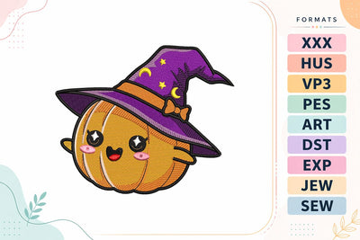 Kawaii Witch Pumpkin Halloween Embroidery Design Embroidery/Applique DESIGNS sg embroidery 