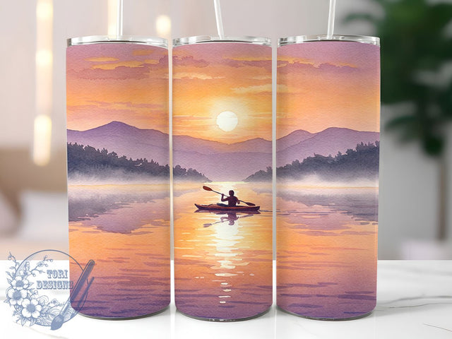Kayaking Adventure Girl 20oz Tumbler, Adventure Girl Wrap, 20oz Sublimation Wrap, Outdoor Water Sports Cup, Paddle Adventure Design, Nature Lover Gift, Lake Life Tumbler Sublimation ToriDesigns 