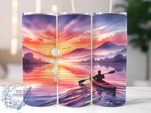 Kayaking Adventure Girl 20oz Tumbler, Adventure Girl Wrap, 20oz Sublimation Wrap, Outdoor Water Sports Cup, Paddle Adventure Design, Nature Lover Gift, Lake Life Tumbler Sublimation ToriDesigns 
