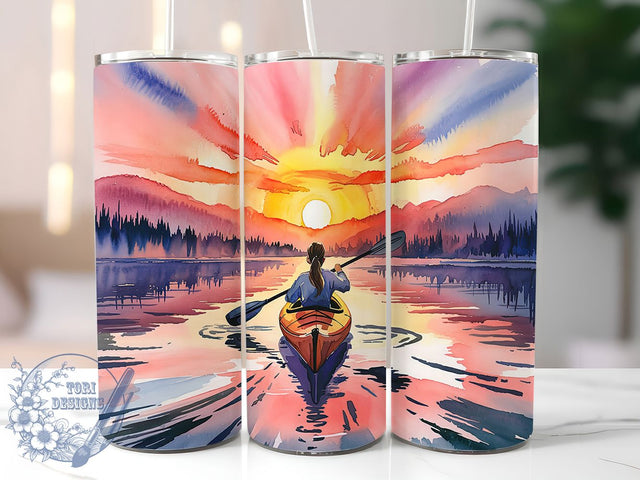 Kayaking Adventure Girl 20oz Tumbler, Adventure Girl Wrap, 20oz Sublimation Wrap, Outdoor Water Sports Cup, Paddle Adventure Design, Nature Lover Gift, Lake Life Tumbler Sublimation ToriDesigns 
