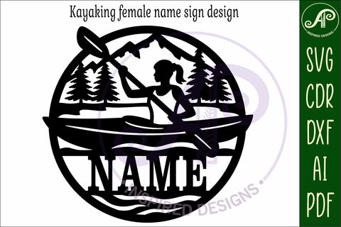 Kayaking female name sign svg laser cut SVG APInspireddesigns 
