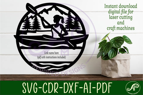 Kayaking female name sign svg laser cut SVG APInspireddesigns 