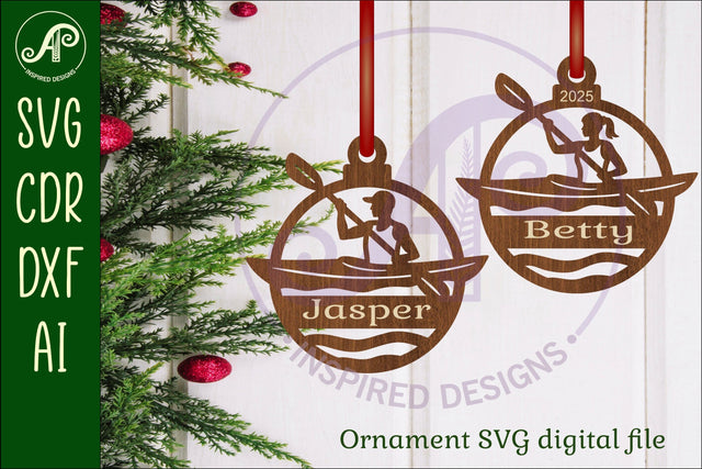 Kayaking personalized Christmas Ornament SVG SVG APInspireddesigns 