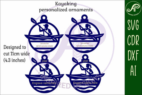 Kayaking personalized Christmas Ornament SVG SVG APInspireddesigns 