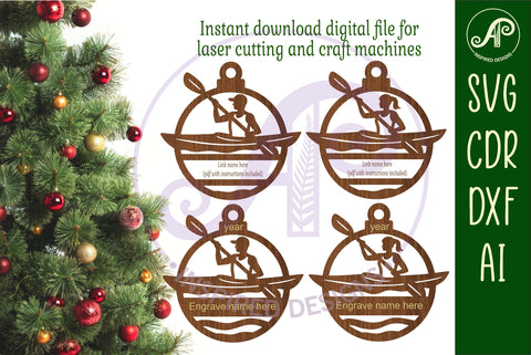 Kayaking personalized Christmas Ornament SVG SVG APInspireddesigns 