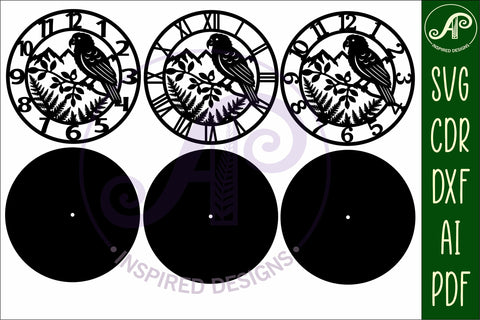 Kea bird New Zealand themed clock wall clock laser cut files SVG APInspireddesigns 