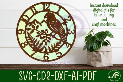 Kea bird New Zealand themed clock wall clock laser cut files SVG APInspireddesigns 