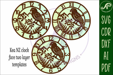 Kea bird New Zealand themed clock wall clock laser cut files SVG APInspireddesigns 