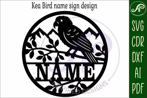 Kea New Zealand bird themed name sign svg laser SVG APInspireddesigns 