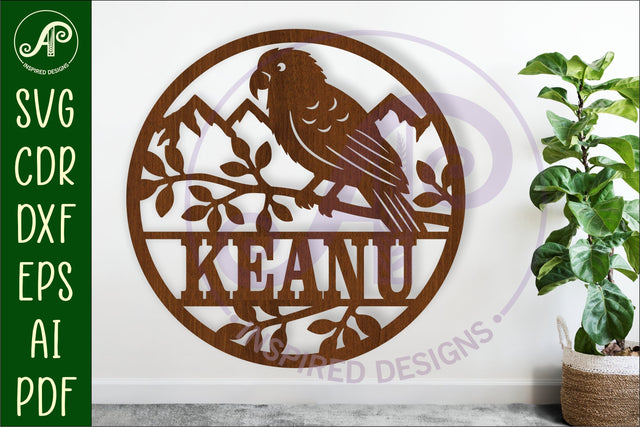 Kea New Zealand bird themed name sign svg laser SVG APInspireddesigns 