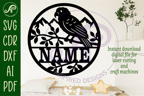 Kea New Zealand bird themed name sign svg laser SVG APInspireddesigns 
