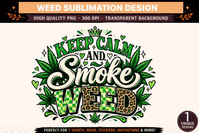 Keep Calm and Smoke Weed PNG, Funny Cannabis Sublimation Design, Leopard Print Weed DTF Shirt, 420 Stoner Digital Download Sublimation BlackCatsMedia 