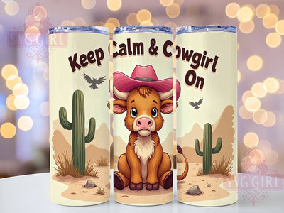 Keep Calm & Cowgirl On 20oz Tumbler Wrap Sublimation Design, Straight Tapered Tumbler Wrap, Highland Cow Western Tumbler Png, Instant Digital Download Sublimation SvggirlplusArt 