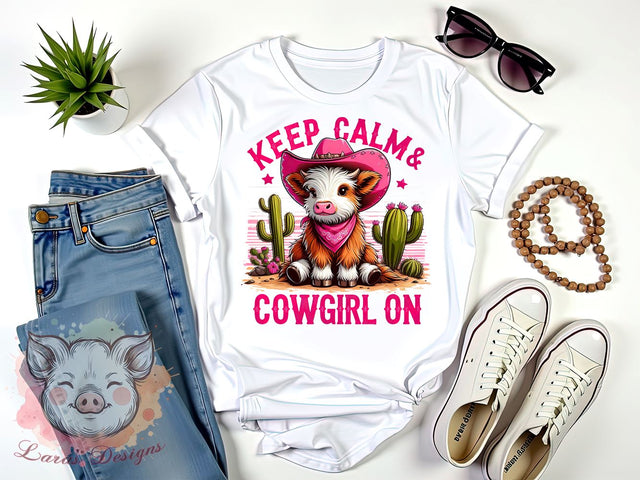 Keep Calm & Cowgirl On Png, Western Png, Western Girl Png, Cowgirl Shirt Png, Retro Western Png, Sublimation Designs, Digital Download Sublimation Lara' s Designs 