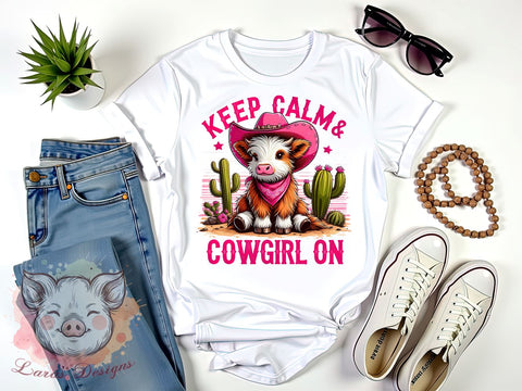 Keep Calm & Cowgirl On Png, Western Png, Western Girl Png, Cowgirl Shirt Png, Retro Western Png, Sublimation Designs, Digital Download Sublimation Lara' s Designs 