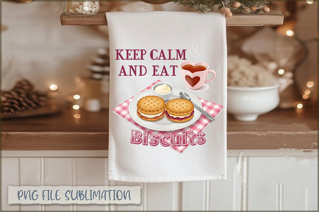 Keep calm & eat biscuits Towel PNG Sublimation Shetara Begum 
