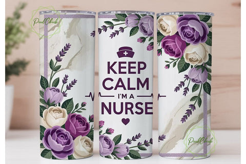 Keep Calm Nurse 20oz Tumbler Wrap Sublimation PixelChick 