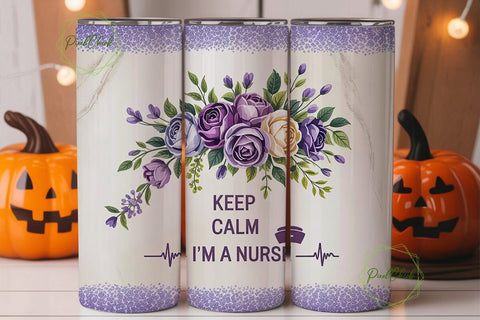 Keep Calm Nurse 20oz Tumbler Wrap Sublimation PixelChick 