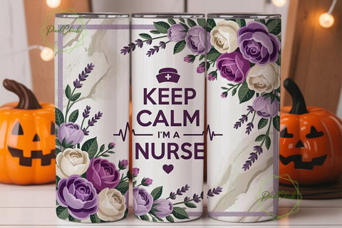 Keep Calm Nurse 20oz Tumbler Wrap Sublimation PixelChick 