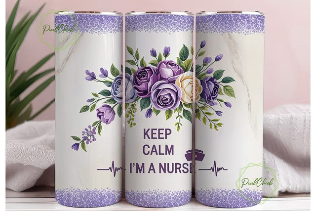 Keep Calm Nurse 20oz Tumbler Wrap Sublimation PixelChick 