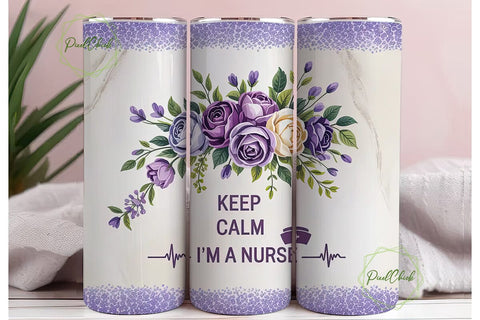 Keep Calm Nurse 20oz Tumbler Wrap Sublimation PixelChick 