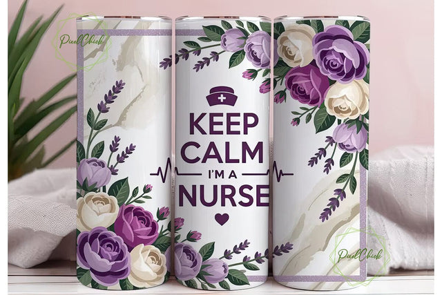 Keep Calm Nurse 20oz Tumbler Wrap Sublimation PixelChick 