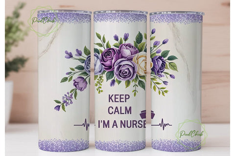 Keep Calm Nurse 20oz Tumbler Wrap Sublimation PixelChick 