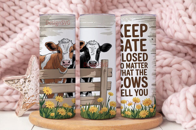 Keep Gate Closed Cow Tumbler Wrap Sublimation DesignSVG 