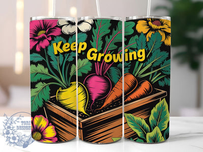 Keep Growing 20oz Tumbler, Keep Growing Quote, Floral Wrap Design, Plant Growth Sublimation, 20oz Tumbler Wrap, Sublimation Design PNG, Rustic Garden Gift Sublimation ToriDesigns 