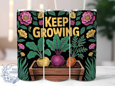 Keep Growing 20oz Tumbler, Keep Growing Quote, Floral Wrap Design, Plant Growth Sublimation, 20oz Tumbler Wrap, Sublimation Design PNG, Rustic Garden Gift Sublimation ToriDesigns 