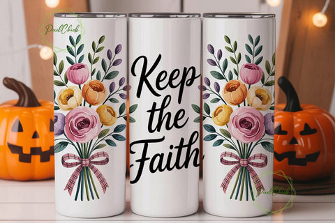 Keep The Faith Floral Tumbler Wrap Sublimation PixelChick 