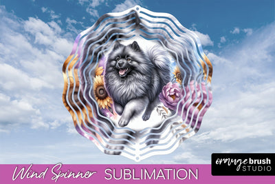 Keeshond Wind Spinner, Dog Mom Floral Wind Spinner Sublimation Sublimation OrangeBrushStudio 