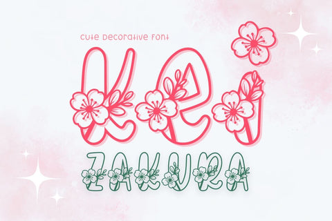 Kei Zakura - Decorative Font Font AnningArts Design 