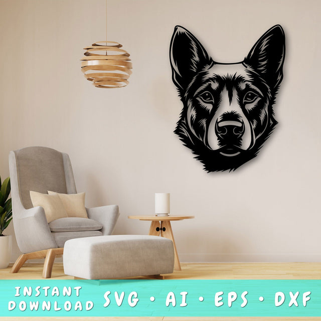 Kelpie dog Laser SVG Cut File, Kelpie dog Glowforge File, Kelpie dog DXF, Kelpie dog Wall Art SVG SVG HappyDesignStudio 