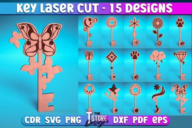 Key Laser Cut Design | Home Laser Cut Design | CNC Files SVG The T Store Design 