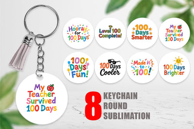 Keychain 100 Days Crayon Fun Quotes Sublimation artnoy 