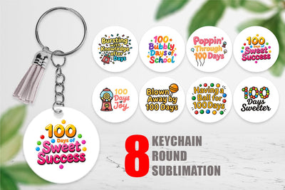 Keychain 100 Days Gumball Fun Quotes Sublimation artnoy 