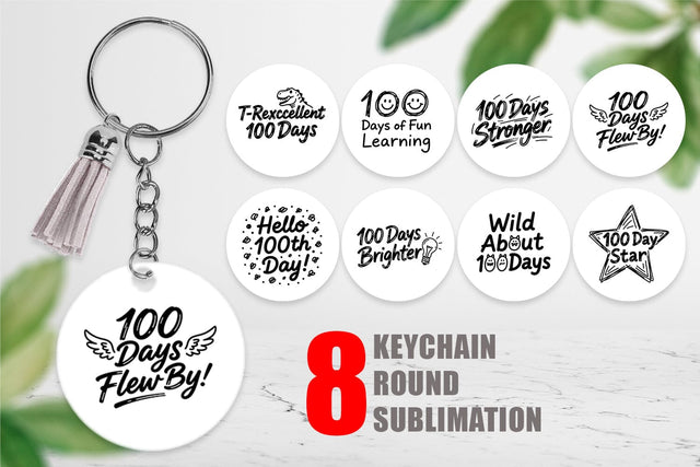 Keychain 100 Days Scribble Art Quotes Sublimation artnoy 
