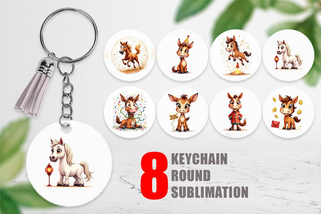 Keychain 2026 Year of the Horse Watercolor Sublimation artnoy 