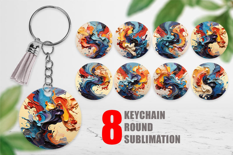Keychain 3D Abstract Paint Colorful Sublimation artnoy 
