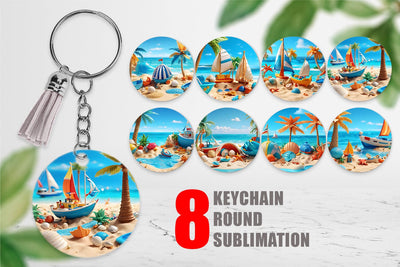 Keychain 3D Beach Summer Sublimation artnoy 