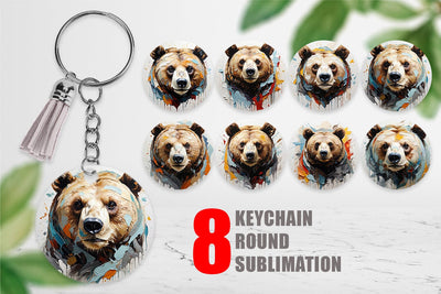 Keychain 3D Bear Painting Sublimation artnoy 