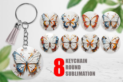 Keychain 3D Butterfly Painting Sublimation artnoy 